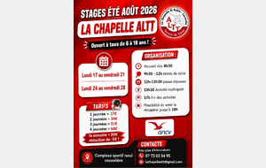 STAGES ÉTÉ 2026 – LA CHAPELLE ALTT