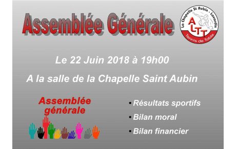 Assemblée Générale le 22 Juin à 19H
