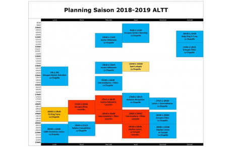 Planning saison 2018-2019