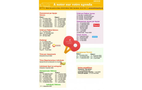 A noter dans votre agenda