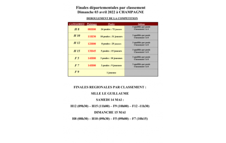 Finales par classement le 03 Avril 2022