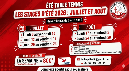 STAGES ÉTÉ 2026 – LA CHAPELLE ALTT